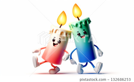 Cartoon of lit wax candles Cartoon of lit wax candles 132686253