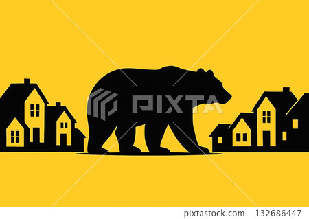 Bear city silhouette 132686447