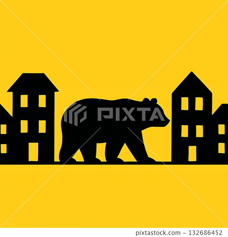 Bear city silhouette 132686452