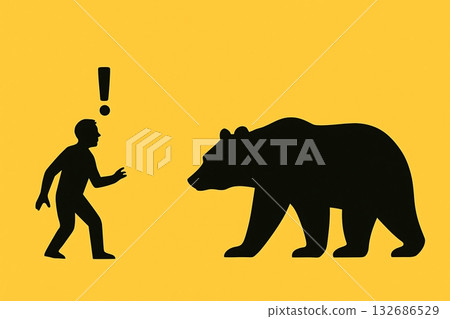 Bear encounter silhouette Bear encounter silhouette 132686529