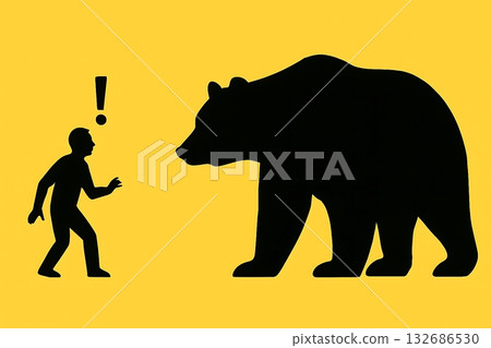 Bear encounter silhouette Bear encounter silhouette 132686530