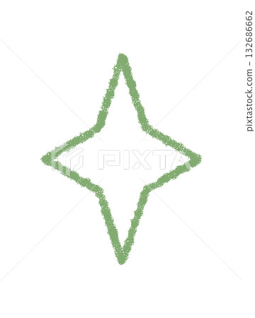 Festive crayon outline firework star in a green glow style. Light and magic combine for a symbolic sparkle, graphic shape, and element for party or holiday concept in modern decorative format. 132686662