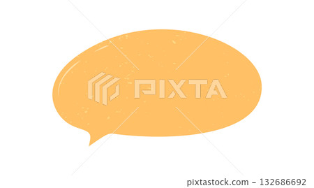 Hand drawn orange fluid bubble, grunge circle shape as talk textbox. Speech and chat message, designed for dialogue and comment. Bold communication concept with a textured graphic appearance. 132686692