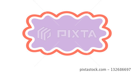 Groovy wavy retro frame border outline in playful cartoon graphic style. Bold bubble shape forms a cool y2k label with graphic outline, perfect as a vintage pop background or creative label 132686697