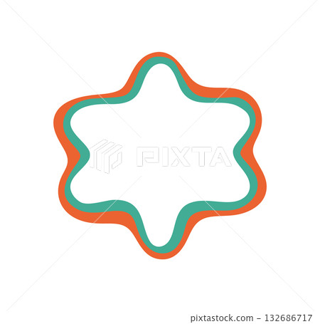 Groovy scallop retro wavy border shape with abstract outline form. Funky frame in y2k style adds modern and vintage graphic flair as a cool trendy background accent or playful artistic edge. 132686717
