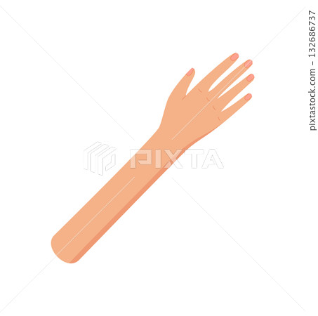 Open human hand in cartoon graphic style. Open arm and distinct fingers symbolize communication and gesture. Flat colorful design concept for banners, posters, creative projects. Open human hand in cartoon graphic style. Open arm and distinct fingers symbolize communication and gesture. Flat colorful design concept for banners, posters, creative projects. 132686737
