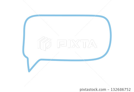 Hand drawn organic speech box outline with round rectangle shape creates a chat balloon template. Conversation and message textbox for modern communication, blue color, simple outline design. Hand drawn organic speech box outline with round rectangle shape creates a chat balloon template. Conversation and message textbox for modern communication, blue color, simple outline design. 132686752