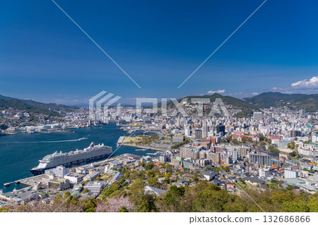 Nagasaki Prefecture: View of Mount Nabekanmuri in the hilly city of Nagasaki Nagasaki Prefecture: View of Mount Nabekanmuri in the hilly city of Nagasaki 132686866