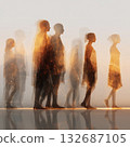 Abstract silhouettes of diverse people connecting - concept illustration of inclusion and global harmony 132687105