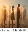 Abstract silhouettes of diverse people connecting - concept illustration of inclusion and global harmony 132687106