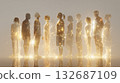 Abstract silhouettes of diverse people connecting - concept illustration of inclusion and global harmony 132687109