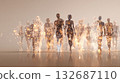 Abstract silhouettes of diverse people connecting - concept illustration of inclusion and global harmony 132687110
