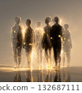 Abstract silhouettes of diverse people connecting - concept illustration of inclusion and global harmony 132687111