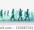 Diverse people silhouettes in light and shadow - an abstract illustration of global connectivity and inclusion 132687141