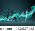 Diverse people silhouettes in light and shadow - an abstract illustration of global connectivity and inclusion 132687142