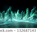 Diverse people silhouettes in light and shadow - an abstract illustration of global connectivity and inclusion 132687143