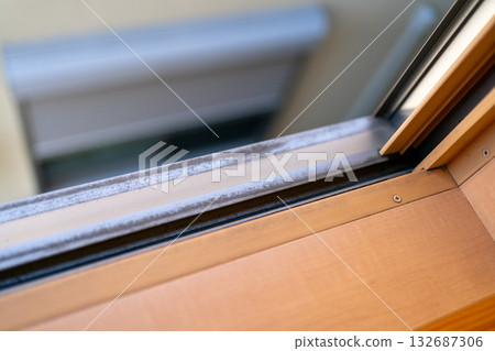 Dirt on the outside of the window sash Dirt on the outside of the window sash 132687306