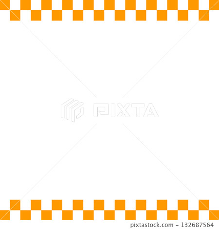 日式方格圖案邊框線條背景插圖，橘色方形向量圖 png 格式 132687564