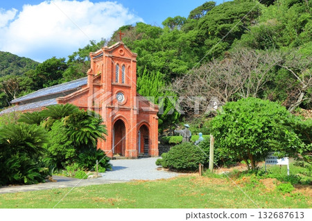 [Nagasaki Prefecture] Dozaki Cathedral on the Goto Islands on a clear day 132687613