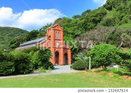 [Nagasaki Prefecture] Dozaki Cathedral on the Goto Islands on a clear day 132687614