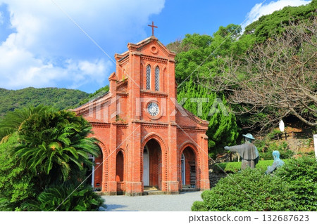[Nagasaki Prefecture] Dozaki Cathedral on the Goto Islands on a clear day 132687623