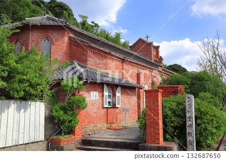 [Nagasaki Prefecture] Dozaki Cathedral on the Goto Islands on a clear day 132687650