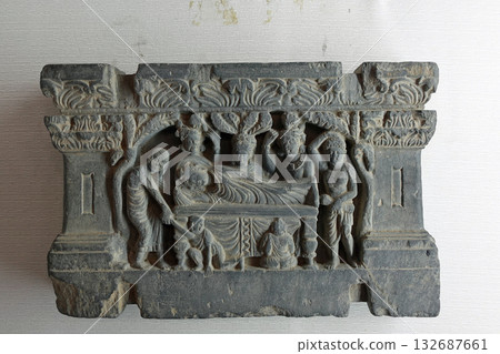 A Nirvana painting depicting the life of Shakya on display at a museum in the ancient city of Taxila, Pakistan. A Nirvana painting depicting the life of Shakya on display at a museum in the ancient city of Taxila, Pakistan. 132687661