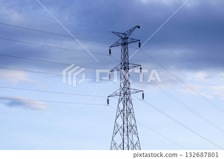 High voltage electric tower 132687801