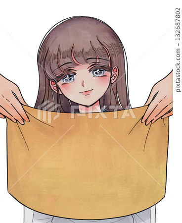 Retro manga style illustration - Personal color diagnosis for women with warm spring skin tones Retro manga style illustration - Personal color diagnosis for women with warm spring skin tones 132687802