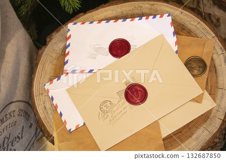 Letters in a package, year-end mail 132687850