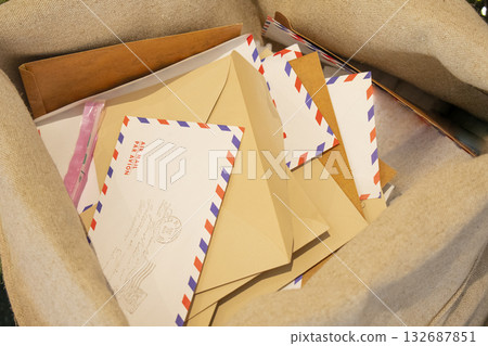 Letters in a package, year-end mail 132687851