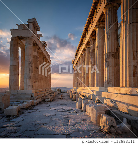 日落時的雅典帕德嫩神廟 132688111