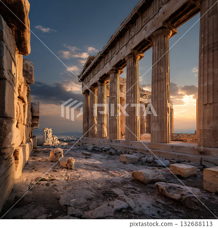 日落時的雅典帕德嫩神廟 132688113