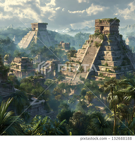 Pyramid ruins in Mexico, landmark of the ancient Mayan civilization 132688188