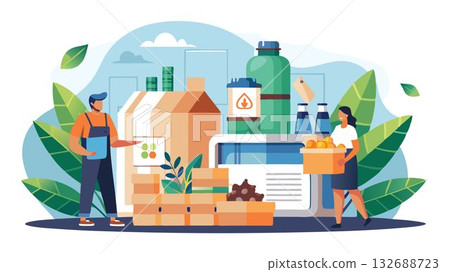 Reduce consumption of packaged goods, opting for products with minimal or recyclable packaging whenever possible. 132688723