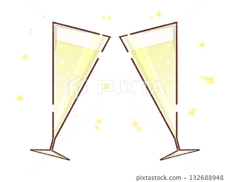 香檳杯碰杯的插圖 香檳杯碰杯的插圖 132688948