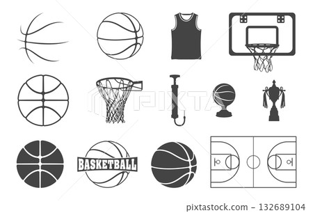 Collection of basketball bundle, Basketball svg, Basketball silhouette, Basketball vector, Basketball vector bundle. 132689104