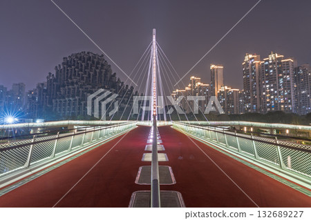 上海市普陀區百合橋夜景 上海市普陀區百合橋夜景 132689227