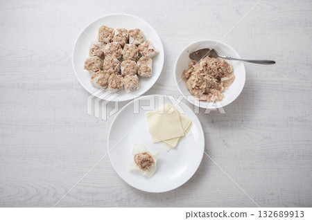 Meat shumai cooking 132689913