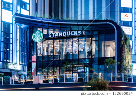 City illuminated by evening light 132690034