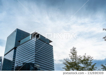 藍天白雲和摩天大樓 132690309
