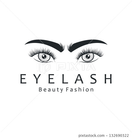 Eyelash logo design for women beauty with a simple and elegant concept, template design for women's salons and business brand 132690322
