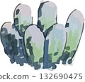 Cute hand-drawn watercolor cactus illustration 132690475