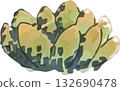 Cute hand-drawn watercolor cactus illustration 132690478