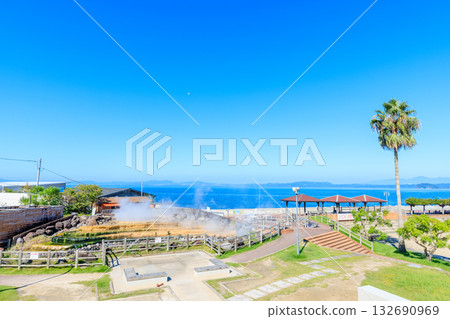 長崎縣雲仙市初秋的小浜溫泉湯田 132690969