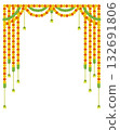 Traditional indian garland marigold toran floral wedding and festival decoration 132691806