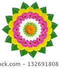 Indian rangoli design made with colorful flower for cultural celebration 132691808