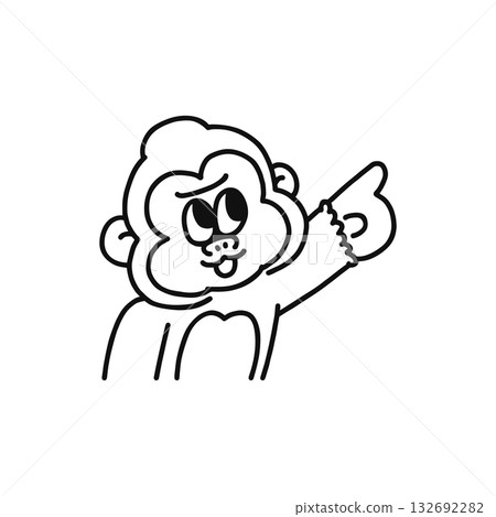Gorilla pointing line drawing Gorilla pointing line drawing 132692282