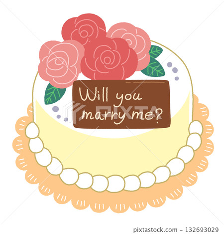 一張蛋糕插圖，上面寫著求婚訊息 132693029