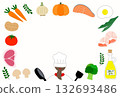 廚師與食材裱框明信片 132693486